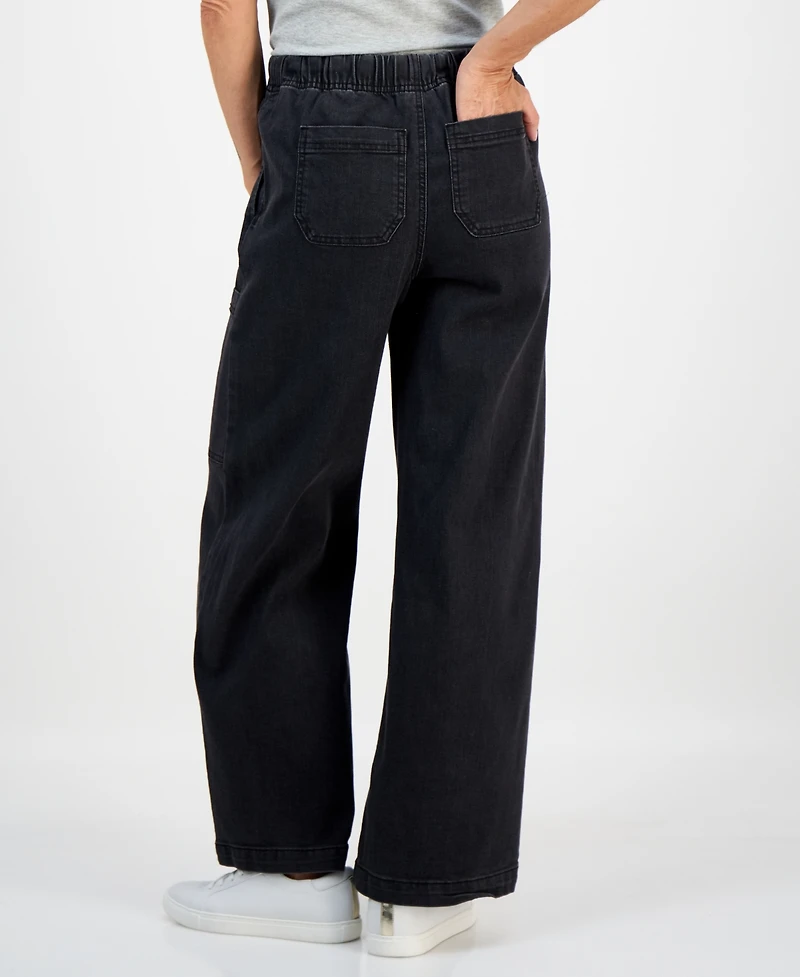 Style & Co Petite Wide-Leg Utility Jeans