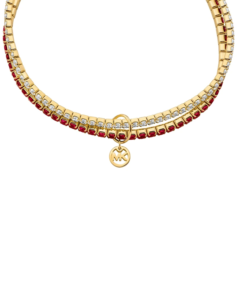 Michael Kors Gold Tone Pave Stretch Tennis Bracelet Set