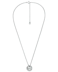 Michael Kors Silver Tone Pave Logo Pendant Necklace