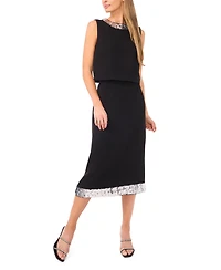 CeCe Women's Sleeveless Sequin Paillette Trim Cropped Top