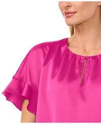 CeCe Women's Short-Sleeve Flutter Blouse