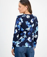Style & Co Petite Floral Print Long Sleeve Top