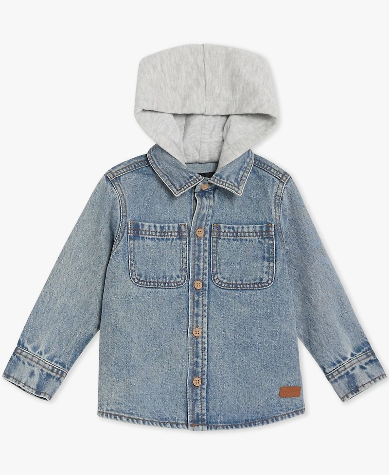 7 For All Mankind Baby Boys 2-Piece Denim Shirt and Joggers Set