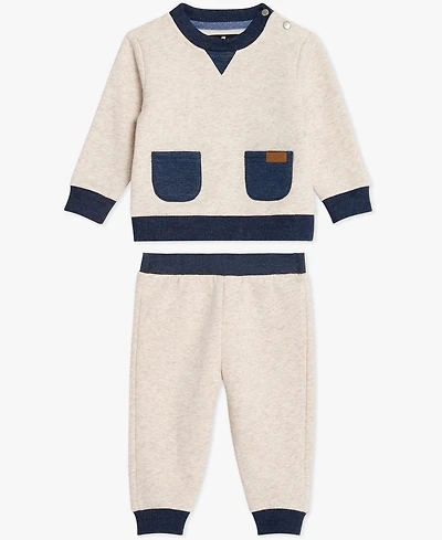 7 For All Mankind Baby Boys 2-Piece Long Sleeve Sweatshirt and Pants Set