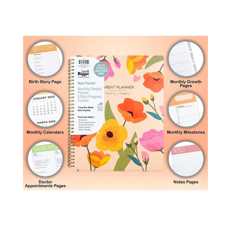 See It Bigger Large New Parent Monthly Weekly Perpetual Planner