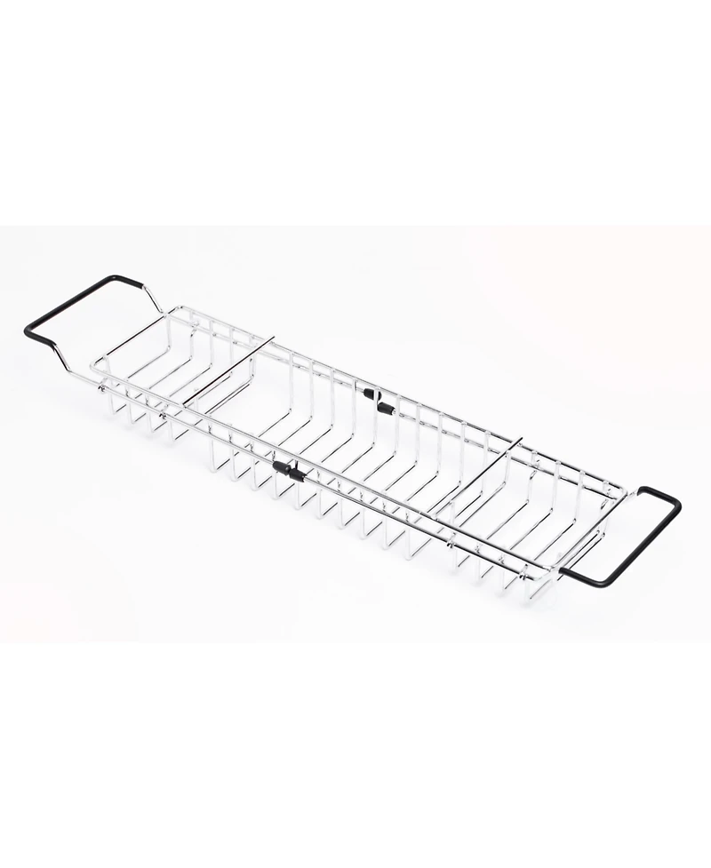 Basicwise Expandable Metal Bathtub Caddy With, Rubber Handles