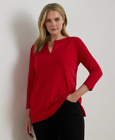 Lauren Ralph Plus Jersey Three-Quarter-Sleeve Tunic