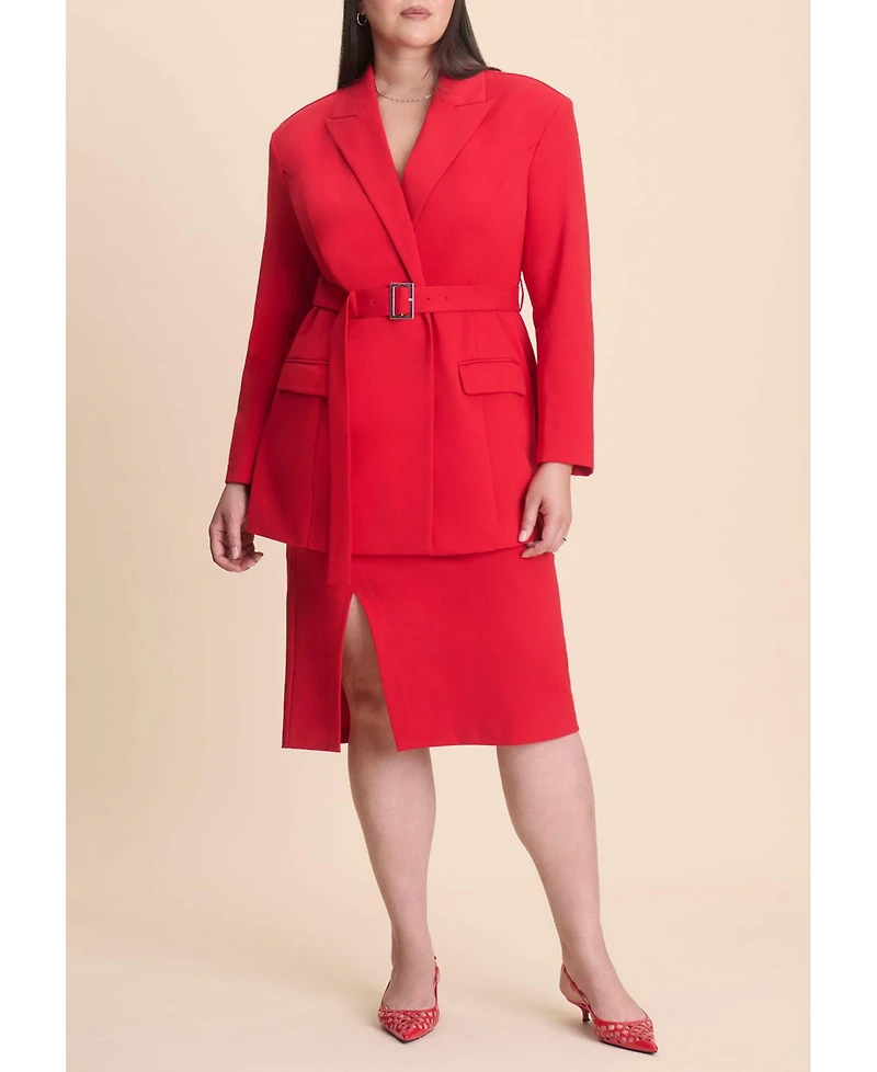 Eloquii Women's Belted Ponte Blazer