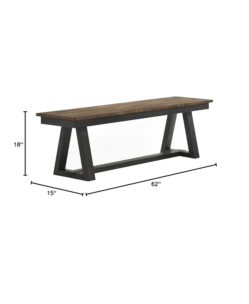 Intercon Backless Bench, 62"" in Brushed Brown & Pecan