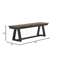 Intercon Backless Bench, 62"" in Brushed Brown & Pecan