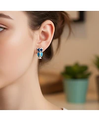 Bling Jewelry Opalescent Blue Created Opal Wide Eye Pet Animal Lucky Wise Bird Owl Stud Earrings .925 Sterling Silver