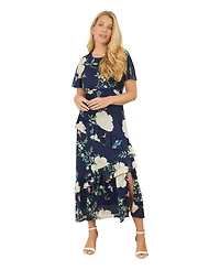 Yumi Women's Mesh Bird And Floral Print Midi Dress