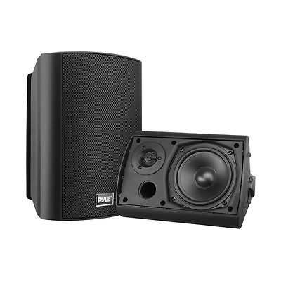 Pyle Waterproof 5.25" Wall Mount Speaker System – Active & Passive Pair, Wireless Bluetooth, Aux In, Indoor/Outdoor Stereo