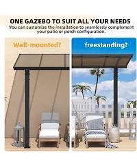 Aecojoy 10' x 8' Gazebo Outdoor Pergola for Patio, 8x10 Freestanding Lean to Hard Top Grill Gazebo