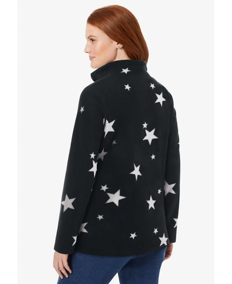 Woman Within Women's Microfleece Quarter-Zip Pullover