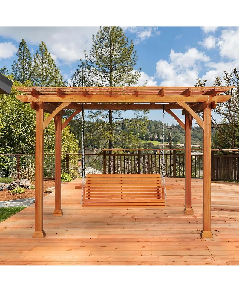 Aecojoy Wood Pergola 12'x10' Cedar Wood Gazebo, Outdoor Pergola for Patio Deck Garden Backyard and Patio