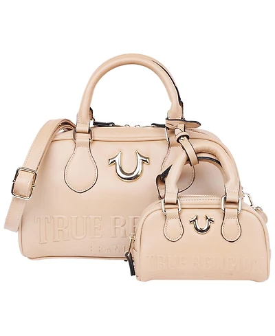 True Religion Logo Satchel with Matching Mini Bag