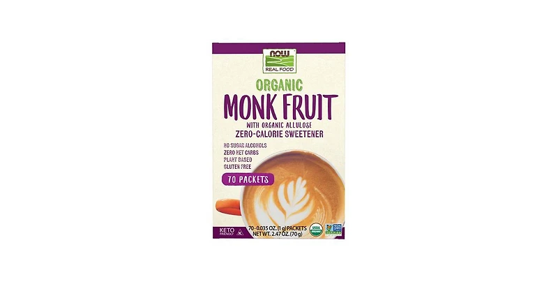 Now Foods Monk Fruit With Allulose Packets, 2.47 Oz