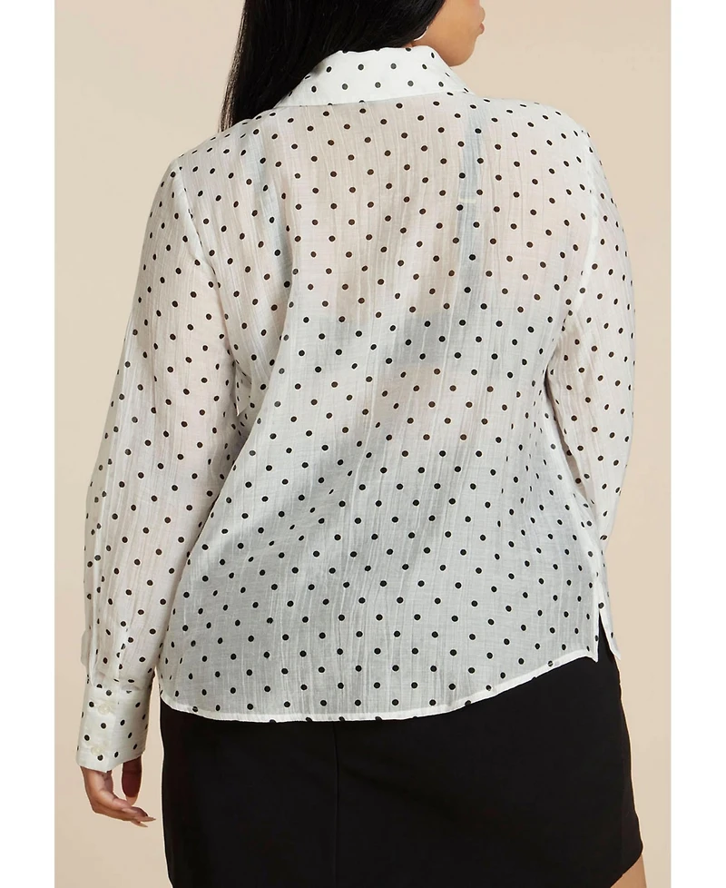 Eloquii Women's Button Up Top With Bows