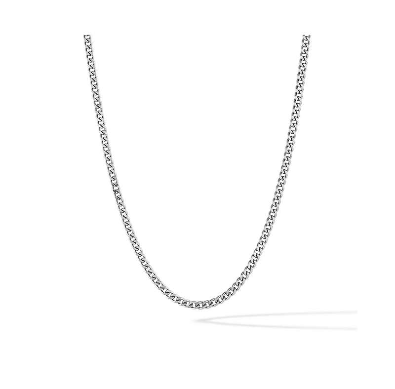 Vincero Men's Cuban Chain – 3mm Silver Curb Link Necklace 24"