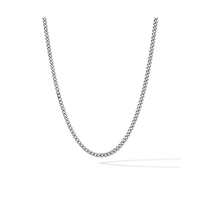 Vincero Men's Cuban Chain – 3mm Silver Curb Link Necklace 24"