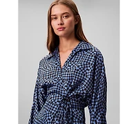 Calvin Klein Women's Printed Long Sleeve Wrap Top