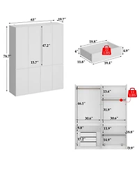 8-Door 3-Drawer Bedroom Armoire with Adjustable Shelves,Hidden Storage Compartments,Wardrobe