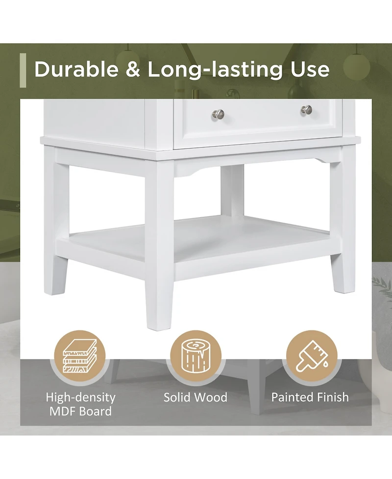 Casainc 24" Bathroom Vanity with Sink, Bathroom Storage Cabinet with Drawer and Open Shelf, Solid Wood Frame