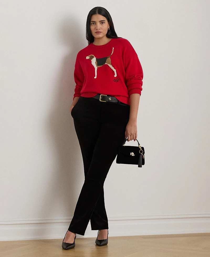 Lauren Ralph Plus Intarsia-Knit Foxhound Sweater