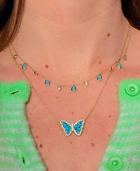 Drops of Spring Necklace with Lab-Grown Opal 14k Gold Plated Sterling Silver