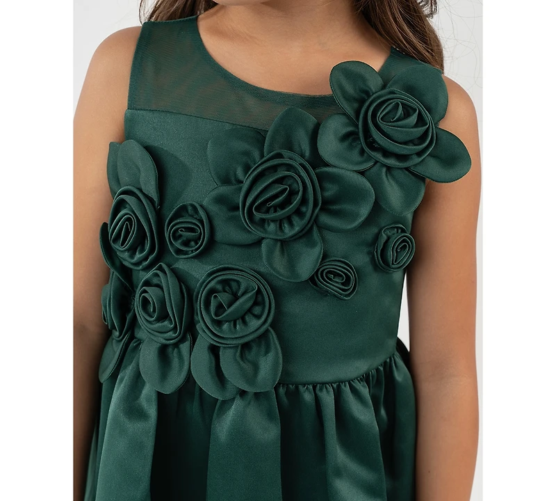 Rare Editions Girls 2T-6X 3D Flower Applique Dress