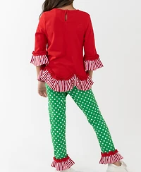 Rare Editions Girls 2T-4T 2-Piece Tree Applique Top and Polka Dots Leggings Set