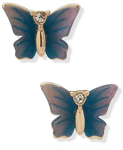 lonna & lilly Glass Stone Gold-Tone Butterfly Stud Earrings