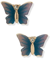 lonna & lilly Glass Stone Gold-Tone Butterfly Stud Earrings