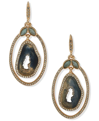 lonna & lilly Cubic Zirconia, Glass and Recon Stone Gold-Tone Pave Orbital Earrings