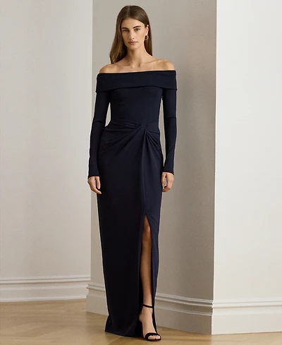 Lauren Ralph Women's Rib-Knit Off-the-Shoulder Gown