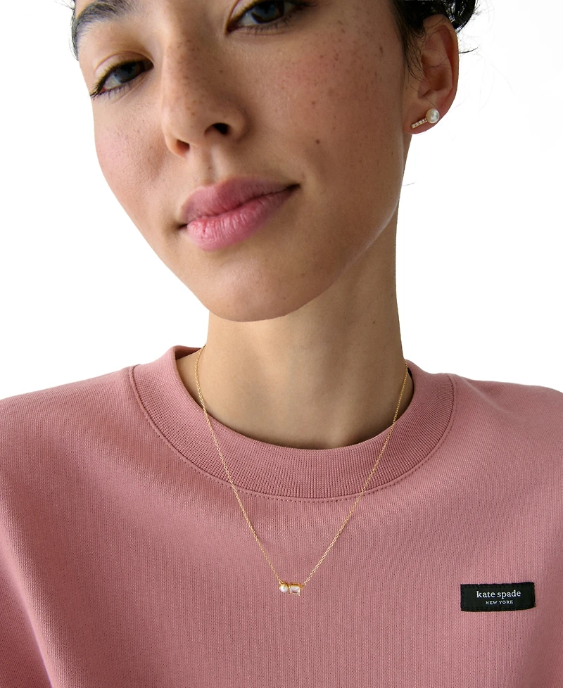 kate spade new york Cubic Zirconia and Imitation Pearl Dear Bestie Pendant Necklace