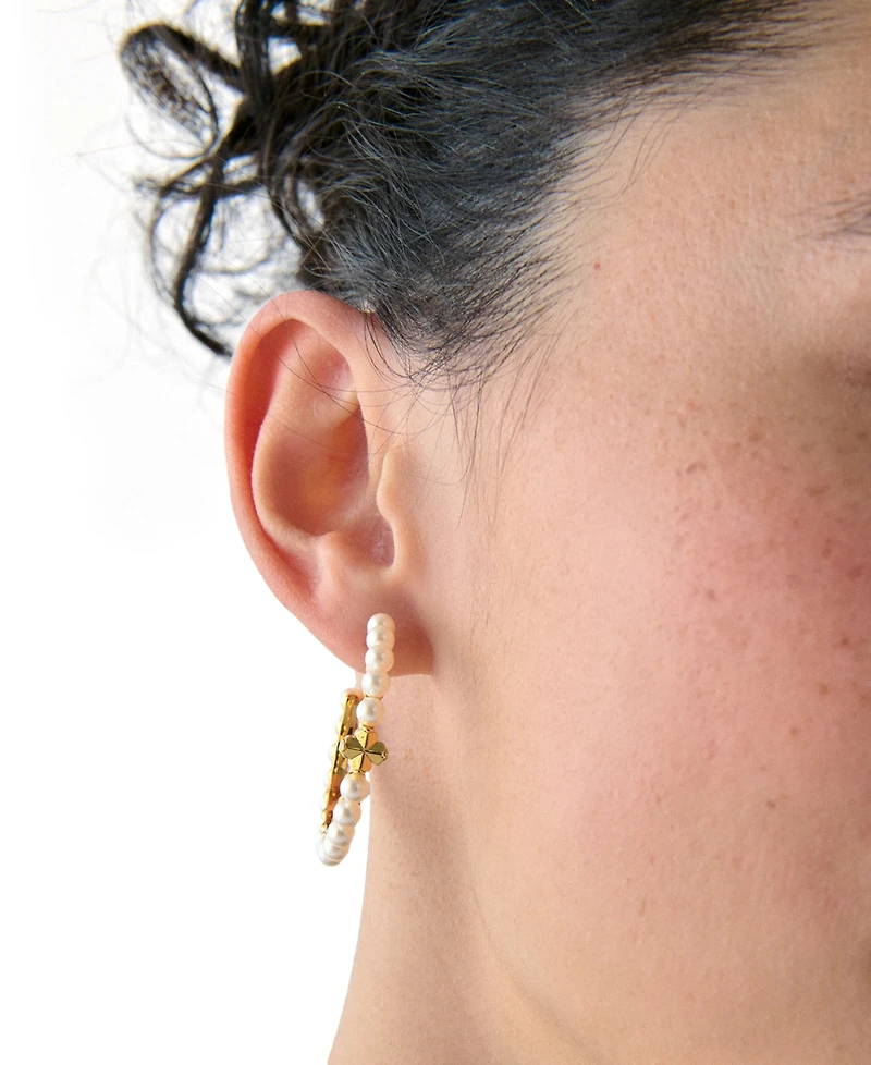 kate spade new york Imitation Pearl and Cubic Zirconia Hoop Earrings
