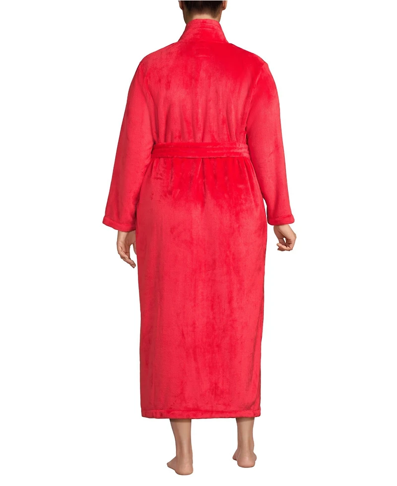 Lands' End Plus Cozy Plush Long Wrap Robe