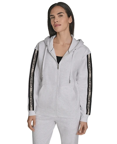 Calvin Klein Women's Fleece Logo Tape Hoodie Jacket