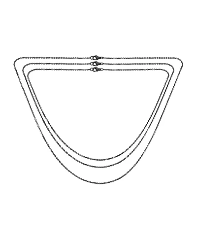 Bling Jewelry Set of 3 Dainty Rolo Cable Chain Necklace Black Stainless Steel 18, 20 & 24 Inch
