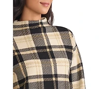 Jones New York Women's Plaid Mock Neck Sweater