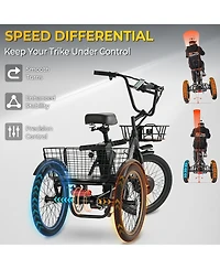 Mikolo Step-Thru Folding E-Trike, 500W 20" Electric Trike for Adults with Removable Battery & Basket