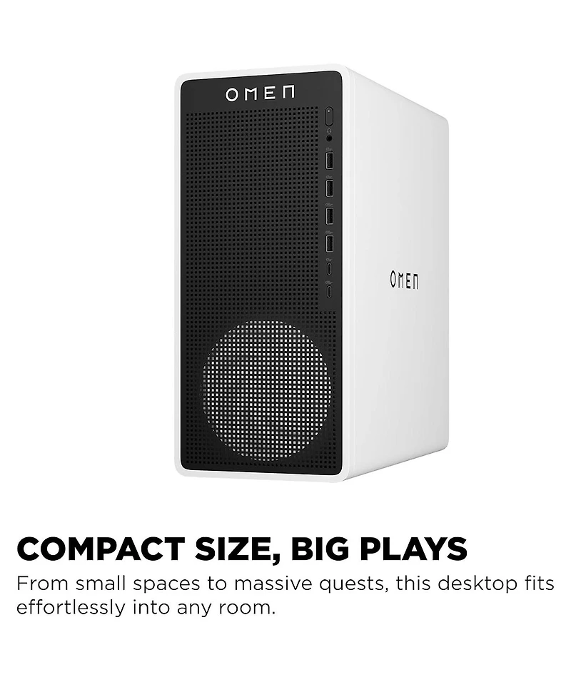 Hp Omen 16L TG03-0120 Gaming Desktop Computer, Intel Core Ultra 5 225F 3.3GHz, 16GB Ram, 1TB Ssd, Nvidia GeForce Rtx 5060 8GB, Windows 11 Home, Snow