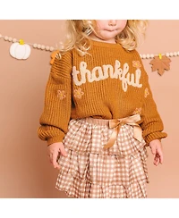 Sweet Wink Toddler Girls Thankful Thanksgiving Knit Sweater