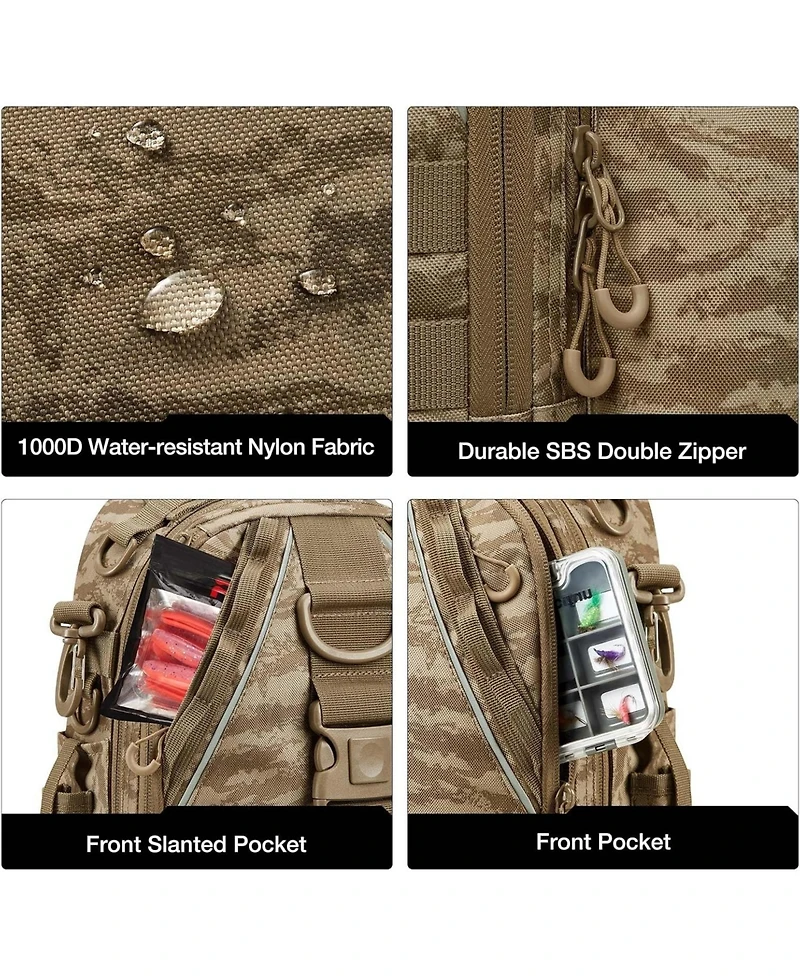 Fishing Backpack with Rod Holder, Lightweight Sling Bag Storge Gear and Equipment