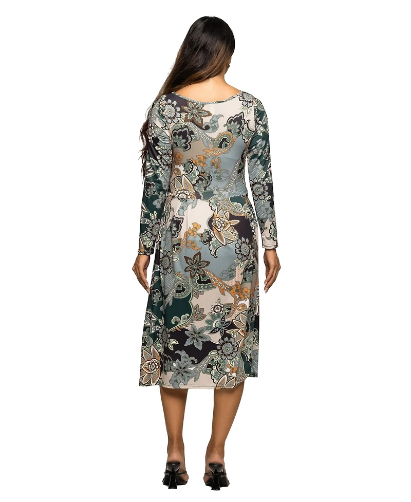 24seven Comfort Apparel Women's Maternity Long Sleeve Midi Dress