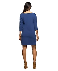 24seven Comfort Apparel Women's Maternity Three Quarter Sleeve A Line Dress