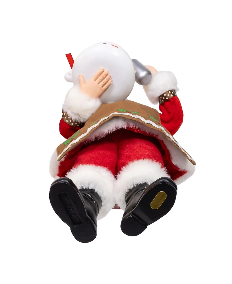 Kurt Adler 10.5-Inch Fabriche Santa with Oversized "I Love Coffee" Cup and Creamer
