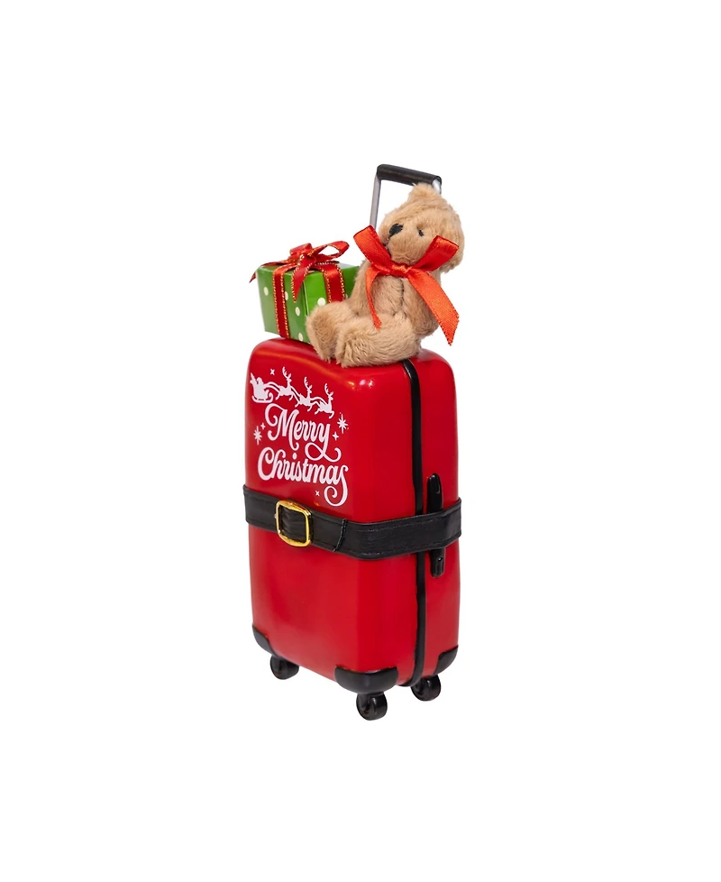 Kurt Adler 10.5-Inch Fabriche Santa with Luggage, 2-Piece Set